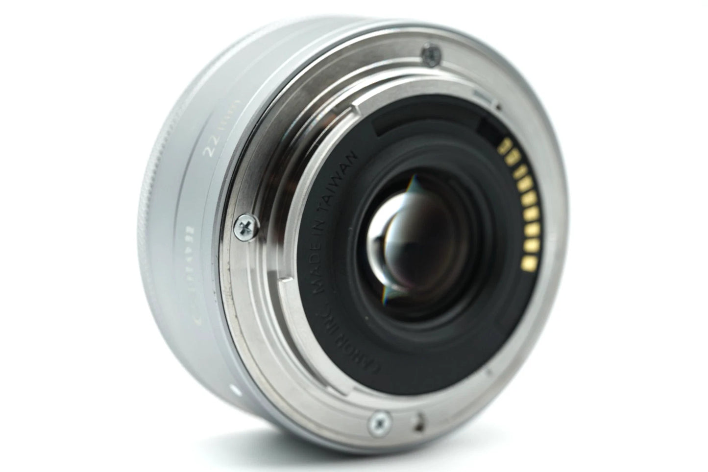 Canon EF-M 22mm F/2 STM AF Lens silver EOS EF-M Mount camera #004